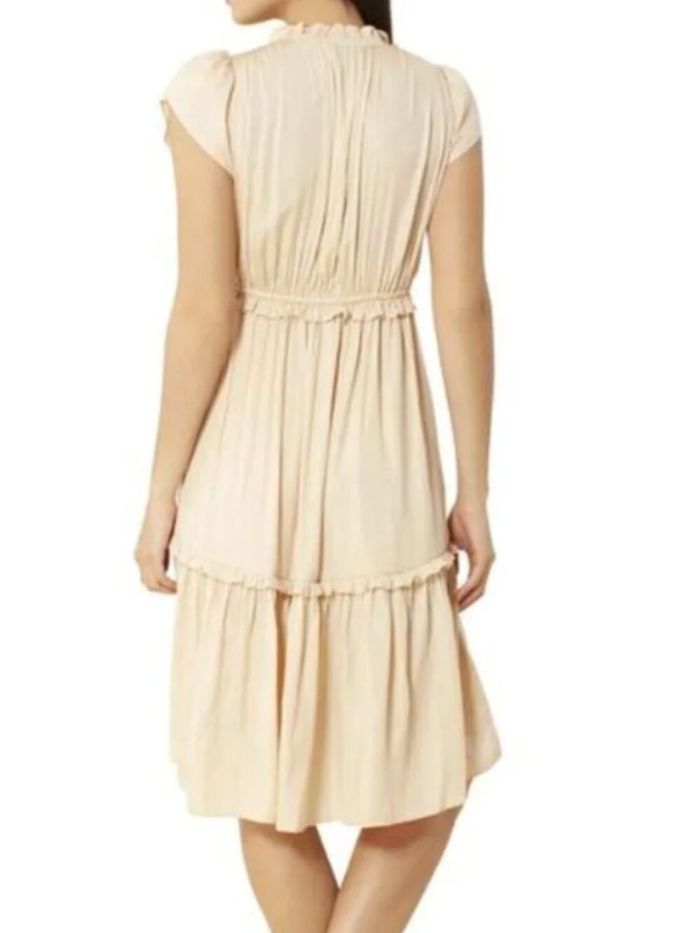 Hale Bob | Ruffle Midi Dress in Champagne - Picture 2 of 12